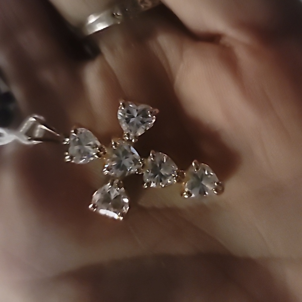Vintage Real 925 Silver CZ Cross Pendent